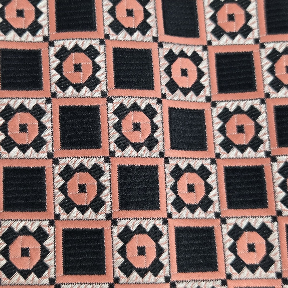 VTG John Weitz Pogue's Tie Wide Geometric Mod Pink Black Art Deco Kipper 60s 70s